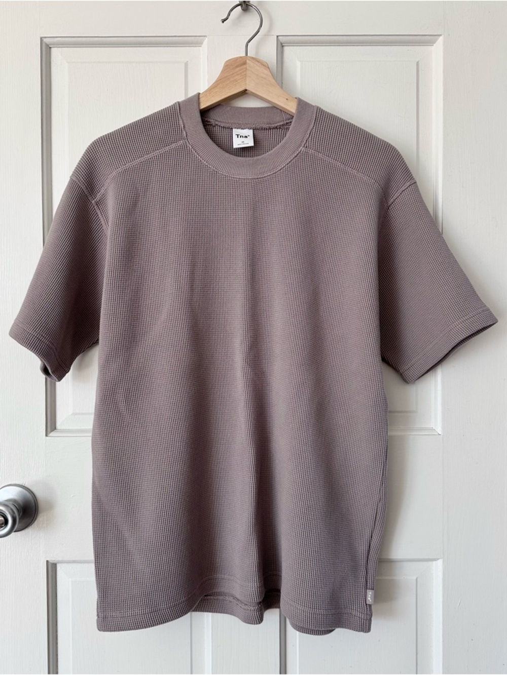 TNA Men's Short Sleeve Thermal Tee Taupe Waffle Knit Aritzia Size XS
